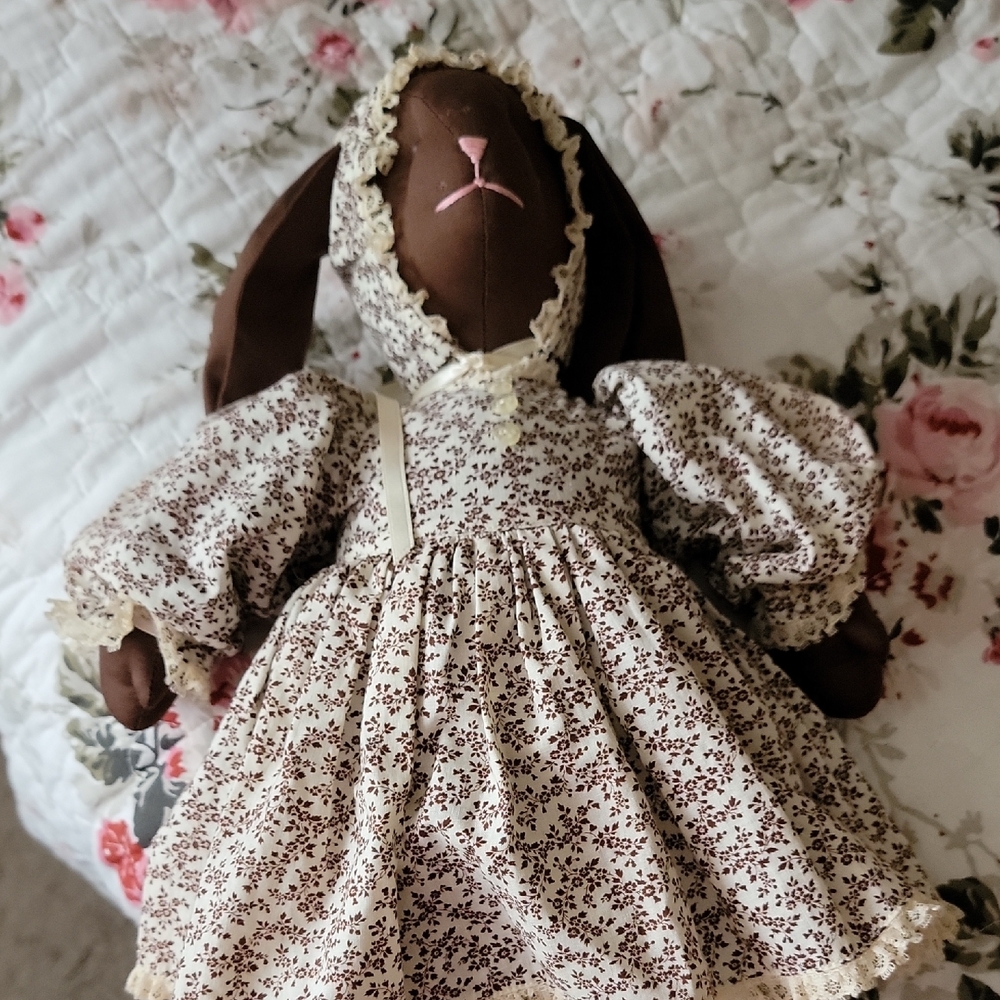 Floral Brown Bunny Plush Toy